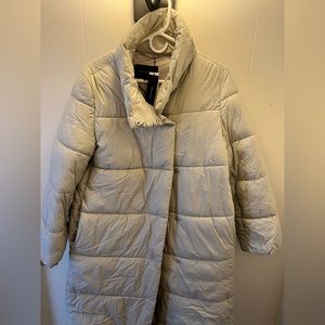 Banana Republic Petite Puffer Coat Light Grey